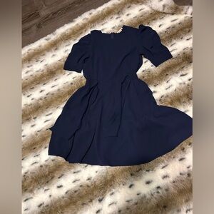 Shoshanna Blue Puff Sleeve A-Line Dress